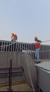 Bird netting with safety rappelling kit